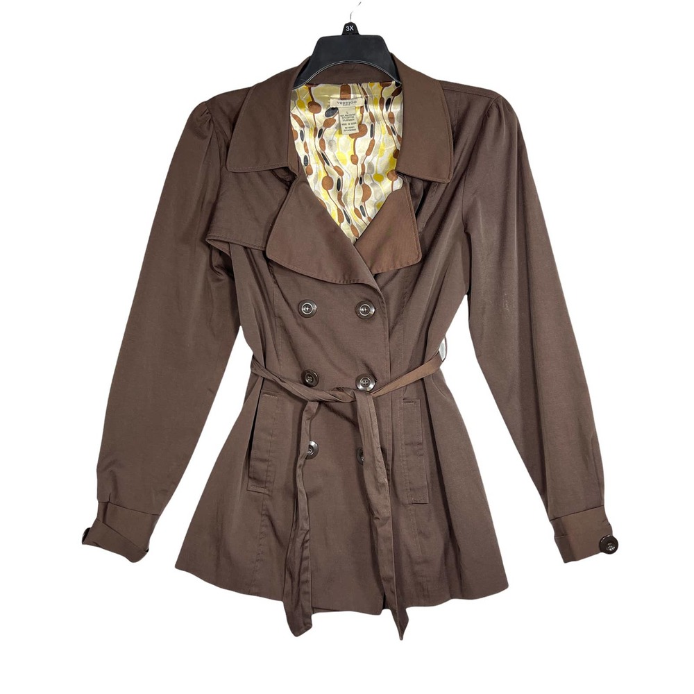 Vertigo Paris Trench Pea Coat Brown Size L